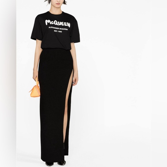 $420 NWT Alexander Mcqueen Logo Print Cotton T-Shirt Size 40 US S - Picture 3 of 4